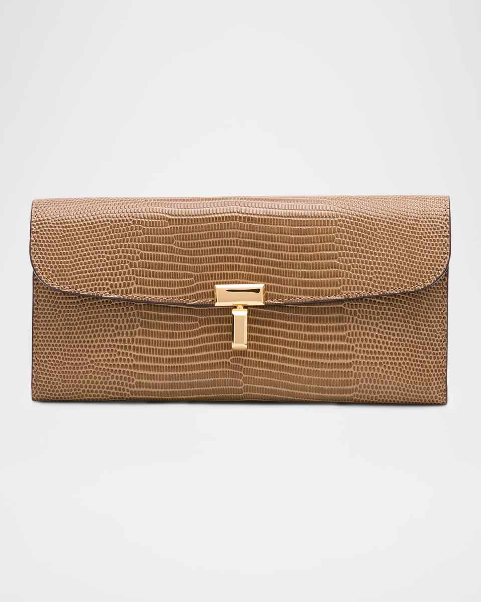 T-Lock Lizard-Embossed Leather Wallet